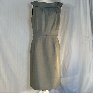 Karin Stevens Dress Sheath Black & White Rolled Collar Sleeveless 14